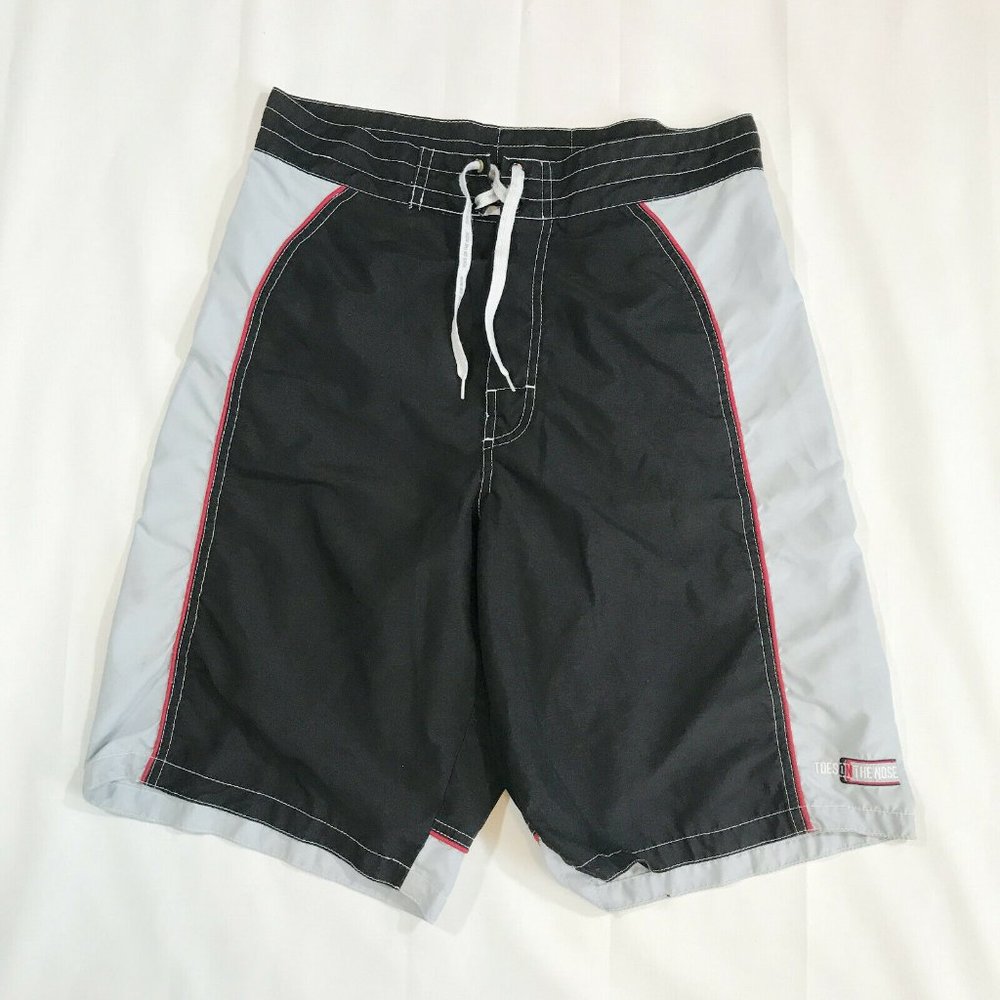 Toes On The Nose Black Gray Board Shorts Swim Trunks Mens 32 Surf Beach Wear